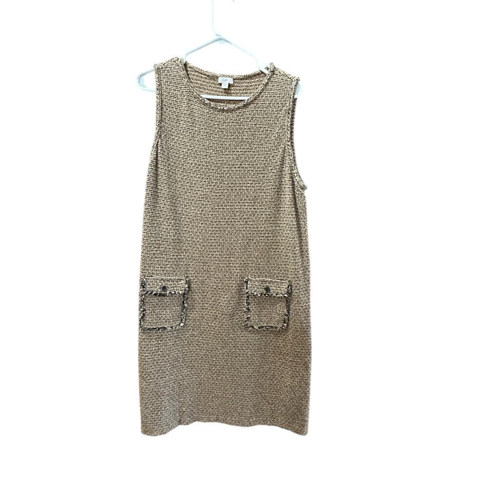 J Jill Women's Multicolor Butterscotch Cotton Blended Tweed Shift Dress Size L
